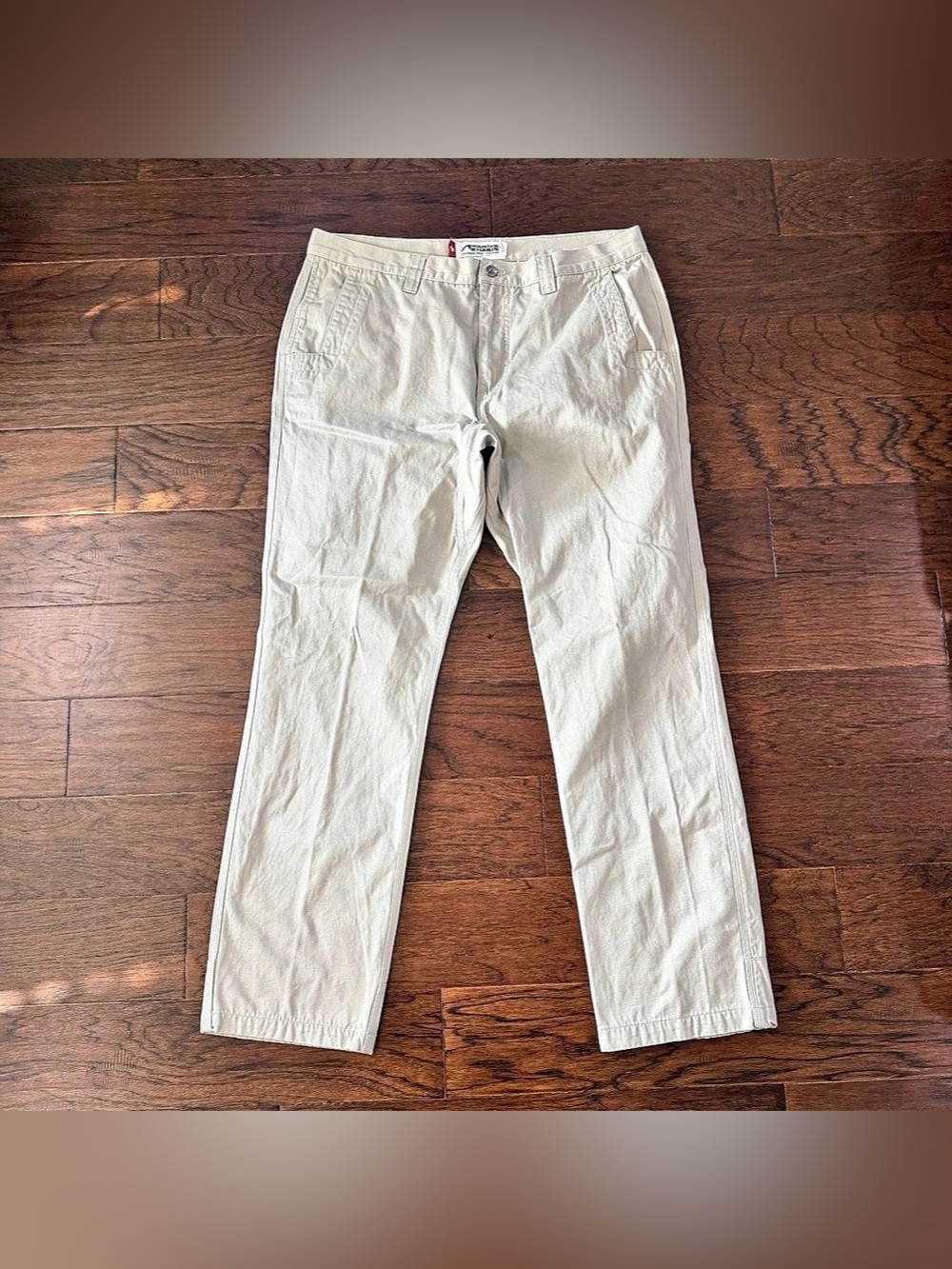 Mountain Khakis Teton Twill Pants Mens Slim Fit 38x32 Khaki Tan Outdoor Chino
